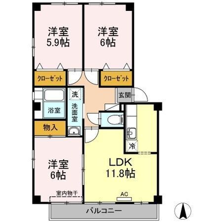 蔵本駅 徒歩7分 2階の物件間取画像